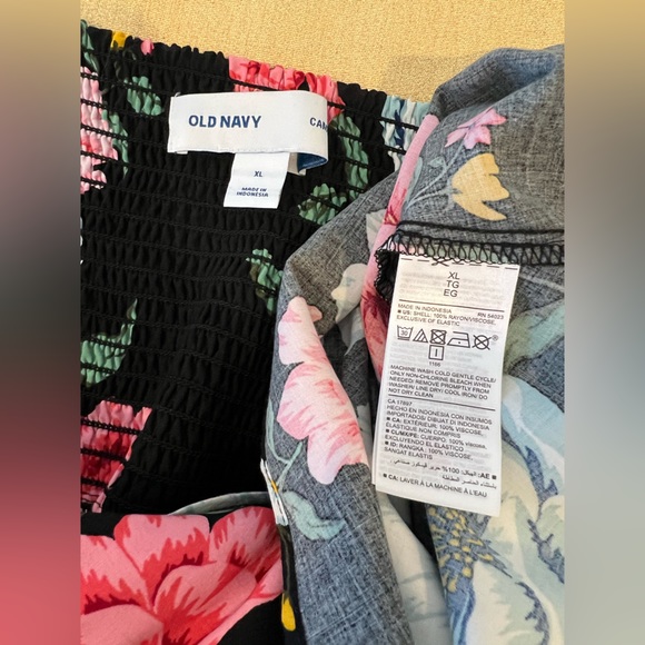 NEW Old Navy Black Floral Fit and Flare Cami Spaghetti Strap Midi Dress XL - Picture 4 of 5